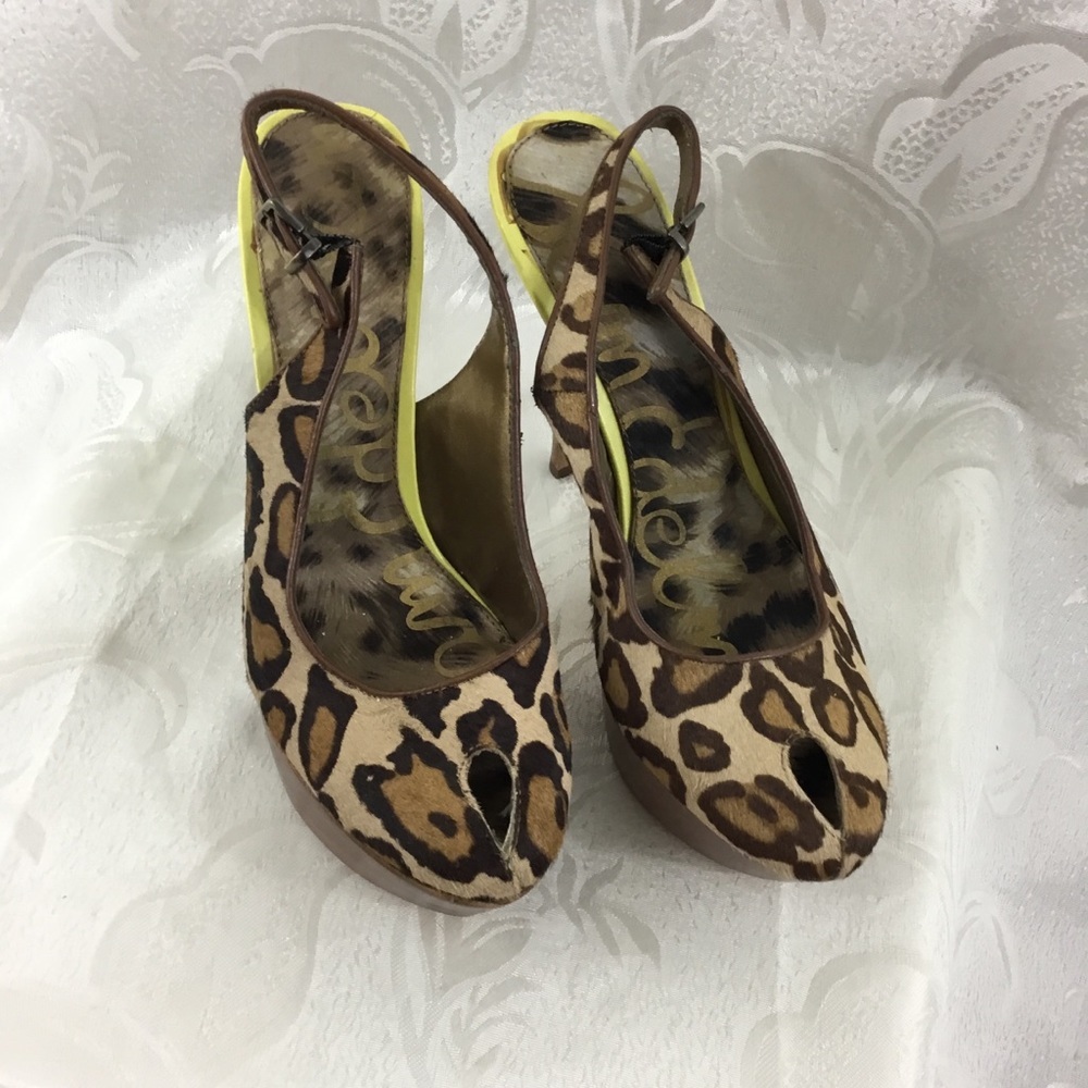 Sam Edelman S. Novato Cheetah Platform Slingback Heels - Picture 4 of 16